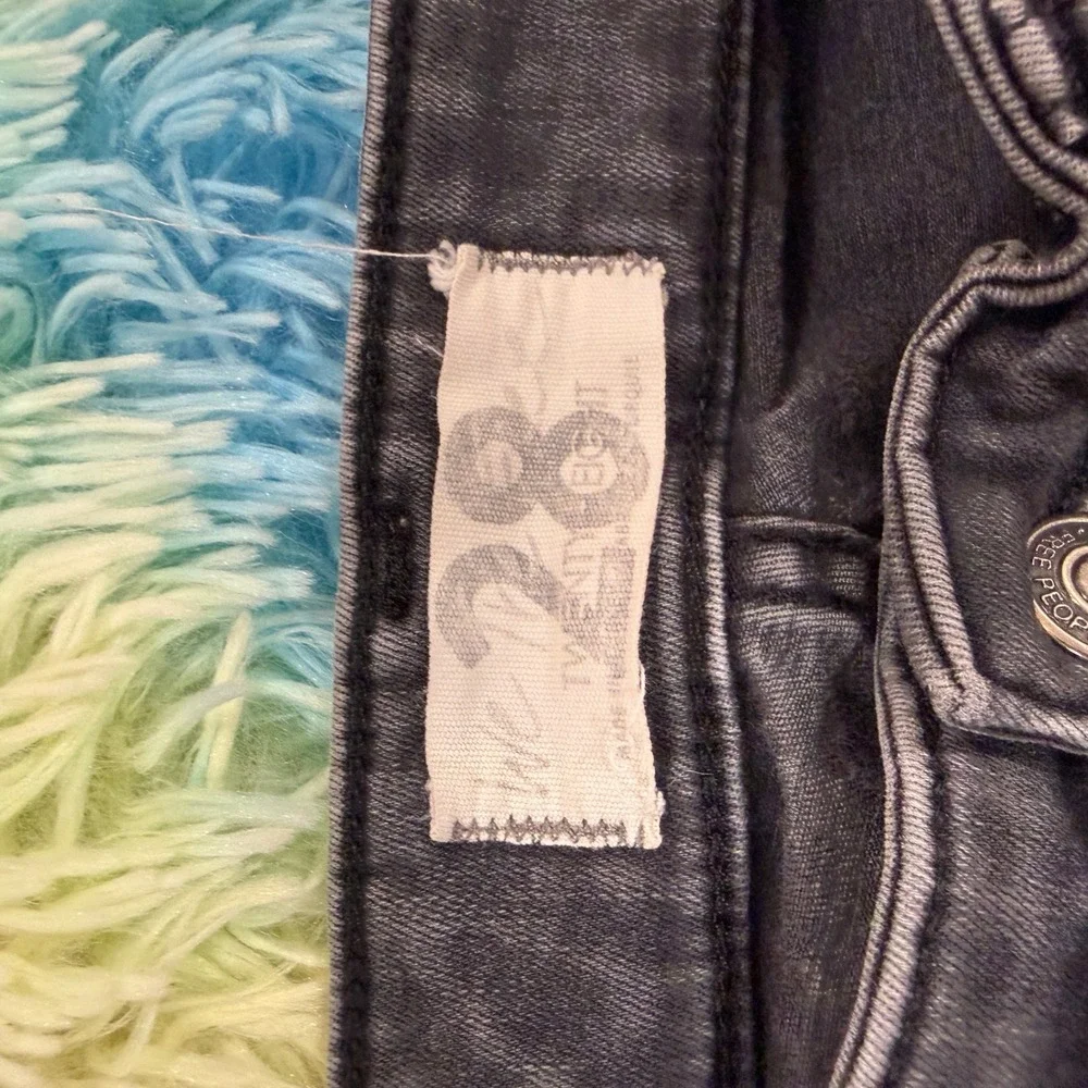 Free‎ People Skinny Jeans Womens 28 Black Distressed Button Fly High Rise